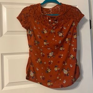 Lace orange shirt size large